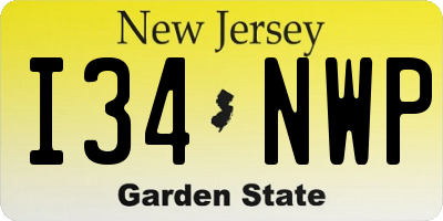 NJ license plate I34NWP