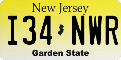 NJ license plate I34NWR