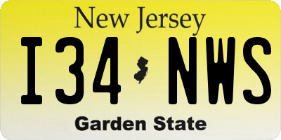 NJ license plate I34NWS