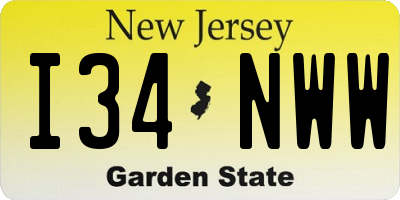 NJ license plate I34NWW