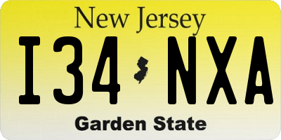 NJ license plate I34NXA