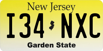 NJ license plate I34NXC