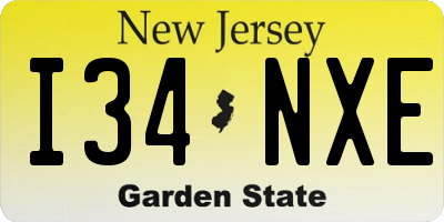 NJ license plate I34NXE