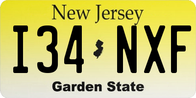 NJ license plate I34NXF