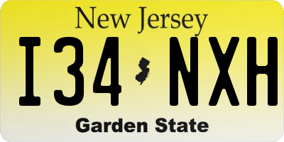 NJ license plate I34NXH