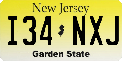 NJ license plate I34NXJ