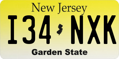 NJ license plate I34NXK