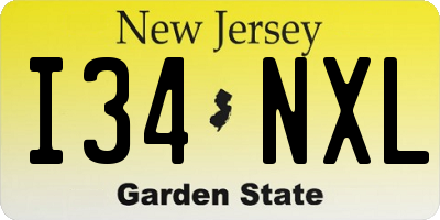 NJ license plate I34NXL