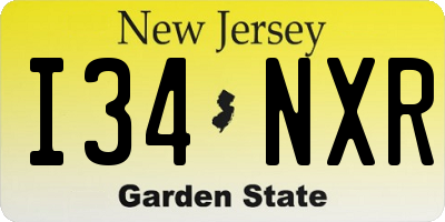 NJ license plate I34NXR