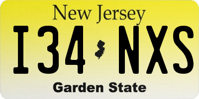 NJ license plate I34NXS