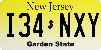 NJ license plate I34NXY