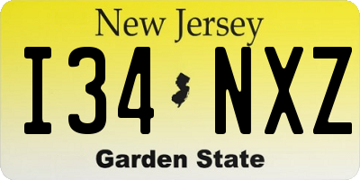 NJ license plate I34NXZ