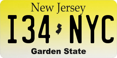 NJ license plate I34NYC