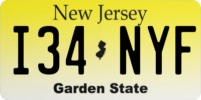 NJ license plate I34NYF