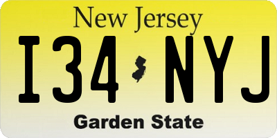 NJ license plate I34NYJ