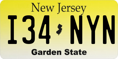 NJ license plate I34NYN