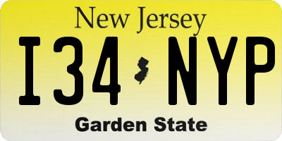 NJ license plate I34NYP