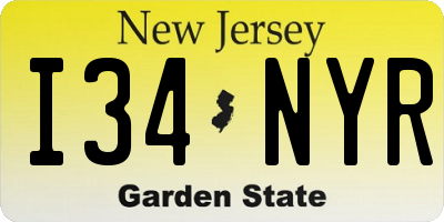 NJ license plate I34NYR