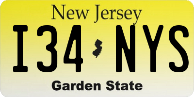 NJ license plate I34NYS