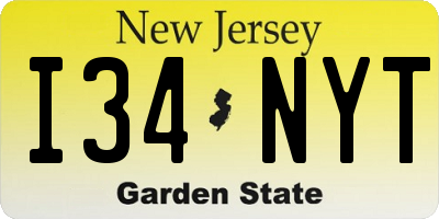 NJ license plate I34NYT