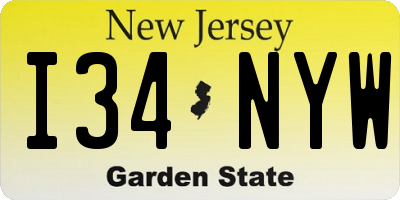 NJ license plate I34NYW
