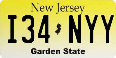 NJ license plate I34NYY