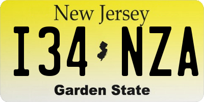 NJ license plate I34NZA