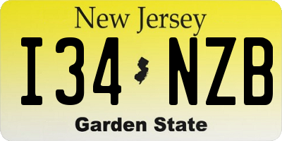 NJ license plate I34NZB