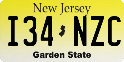 NJ license plate I34NZC