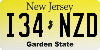 NJ license plate I34NZD