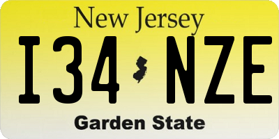 NJ license plate I34NZE