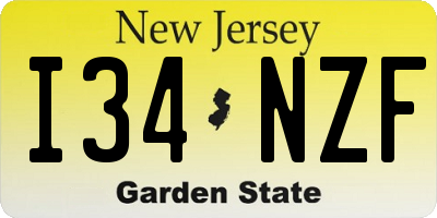 NJ license plate I34NZF