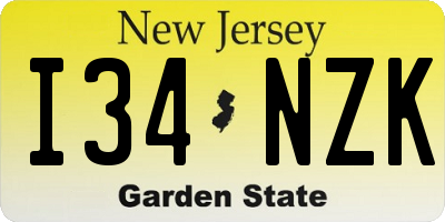 NJ license plate I34NZK