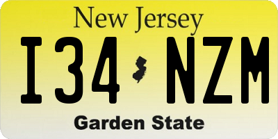 NJ license plate I34NZM