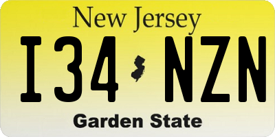 NJ license plate I34NZN