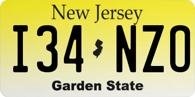 NJ license plate I34NZO