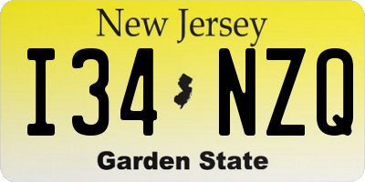 NJ license plate I34NZQ