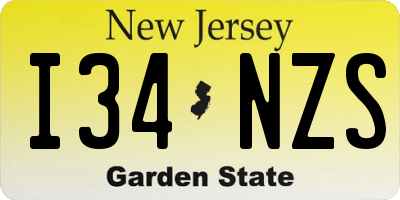 NJ license plate I34NZS
