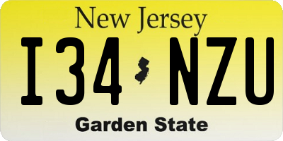 NJ license plate I34NZU