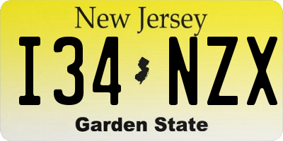 NJ license plate I34NZX
