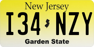 NJ license plate I34NZY