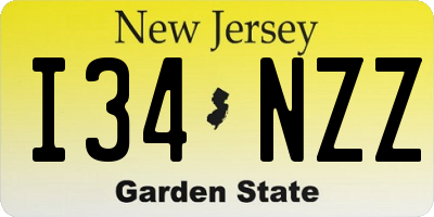 NJ license plate I34NZZ