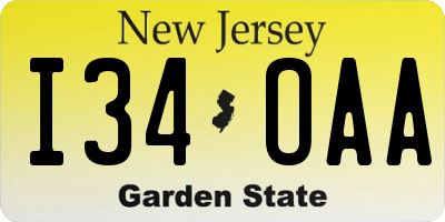NJ license plate I34OAA