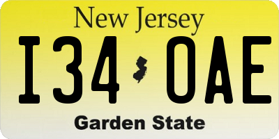 NJ license plate I34OAE