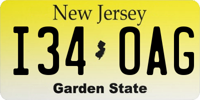 NJ license plate I34OAG