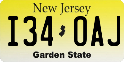 NJ license plate I34OAJ