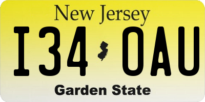 NJ license plate I34OAU