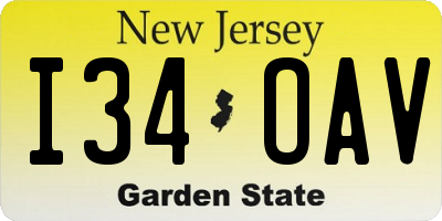 NJ license plate I34OAV