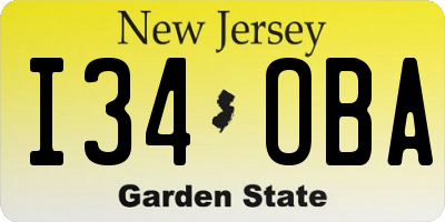NJ license plate I34OBA