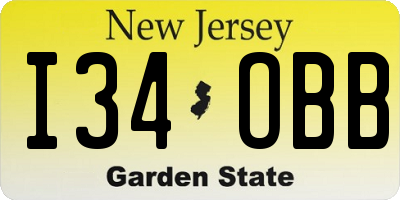 NJ license plate I34OBB
